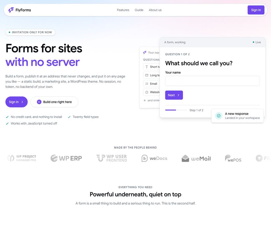 FlyForms home page